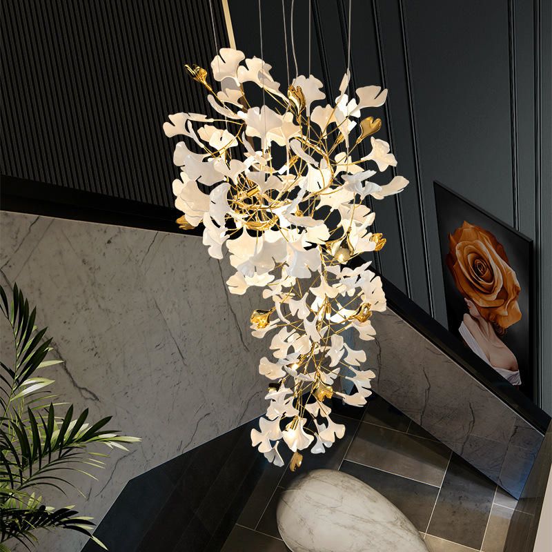 Ceramic Ginkgo Cascading A Branch Chandelier - product detail 3