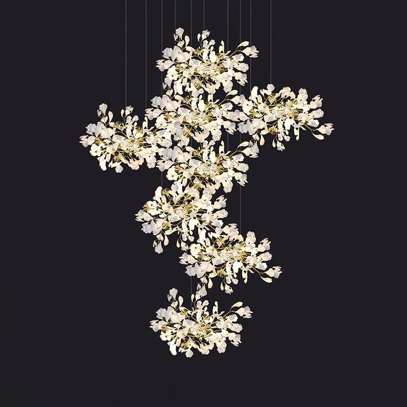 Ceramic Ginkgo Cascading C (Alternating) Branch Chandelier - product detail 3