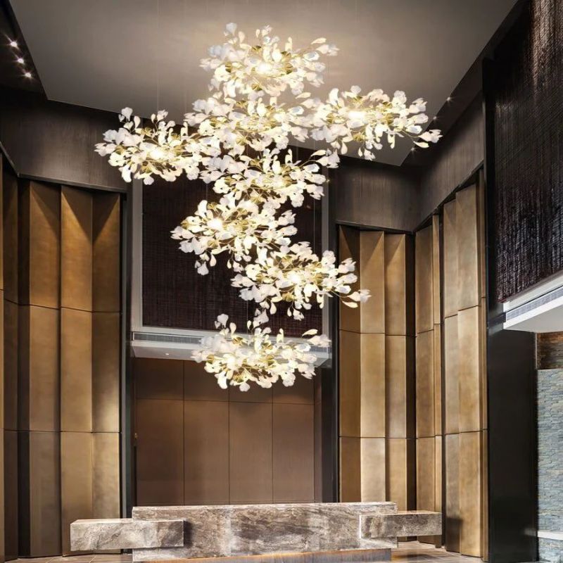 Ceramic Ginkgo Cascading C (Alternating) Branch Chandelier - product detail 2