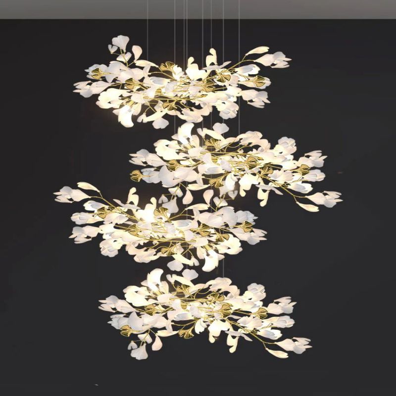 Ceramic Ginkgo Cascading C (Alternating) Branch Chandelier - product detail 4