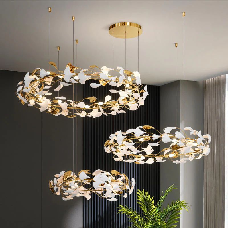 Ceramic Ginkgo Rings Branch Chandelier - product detail 5