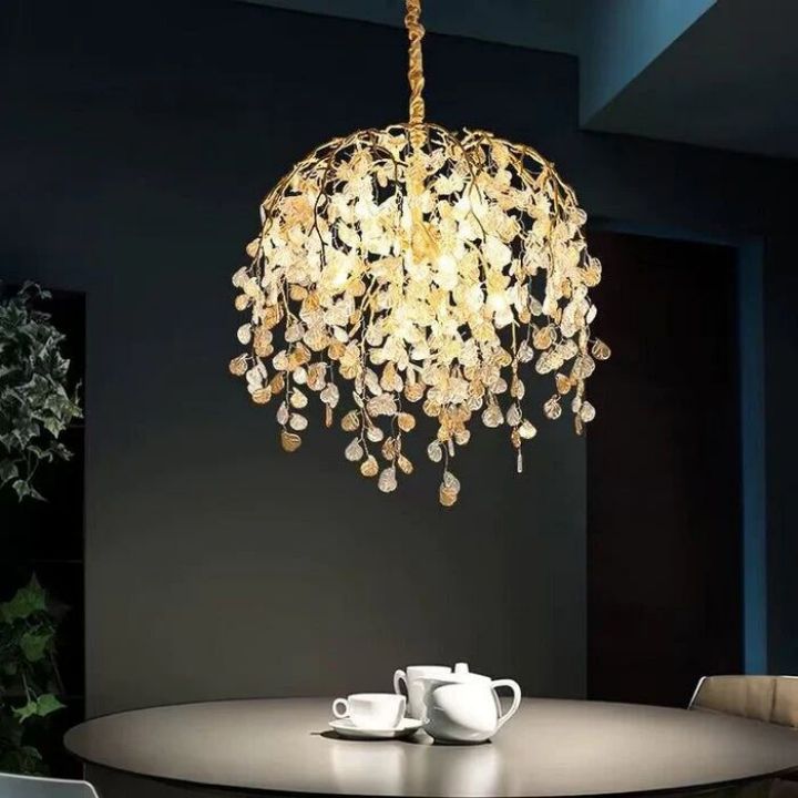 Idyllic Glass Leaves Chandelier