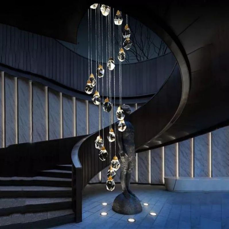 Irene Faceted Crystal Prisms Chandeliers For Staircase - product detail 2