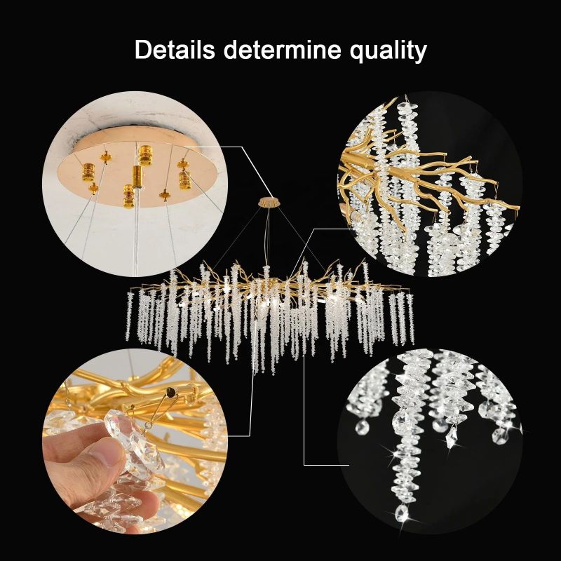 Gold Crystal Branch Pendant Light for Dining Room - LuminexHome