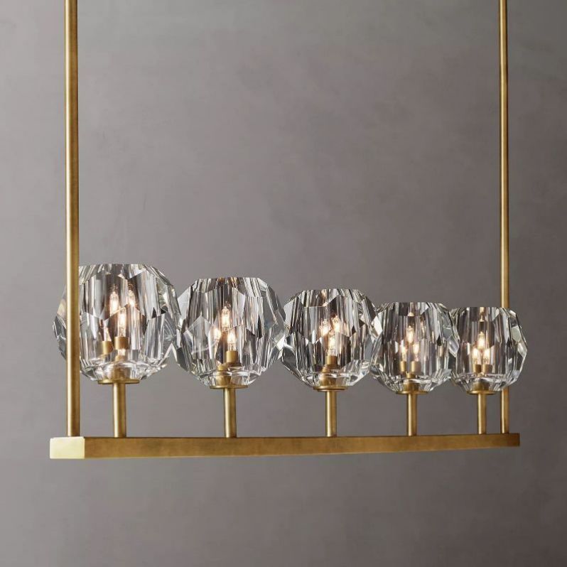 Cristal Glass Linear Chandelier 48"