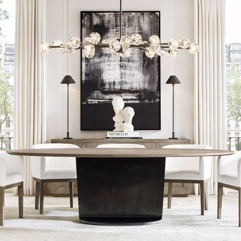 Cristal Glass Oval Chandelier 72"