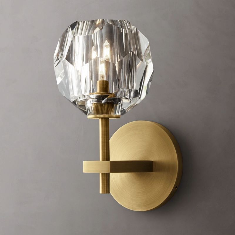 Cristal Clear Glass Short Wall Sconce