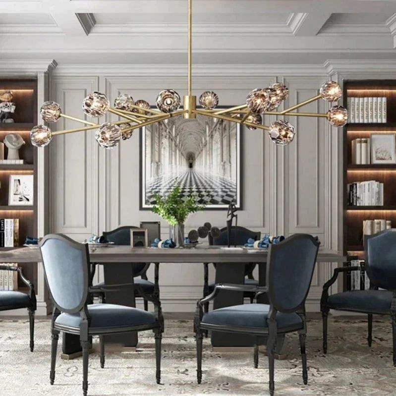 Cristal Glass Oval Chandelier 72"