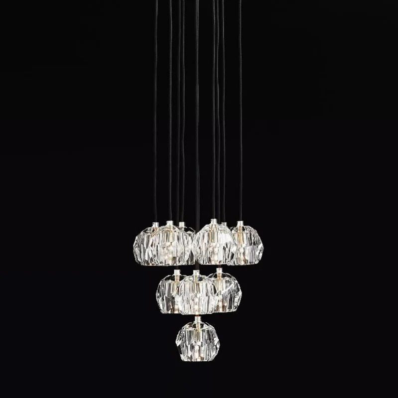 Cristal Glass Round Cluster Chandelier 14"