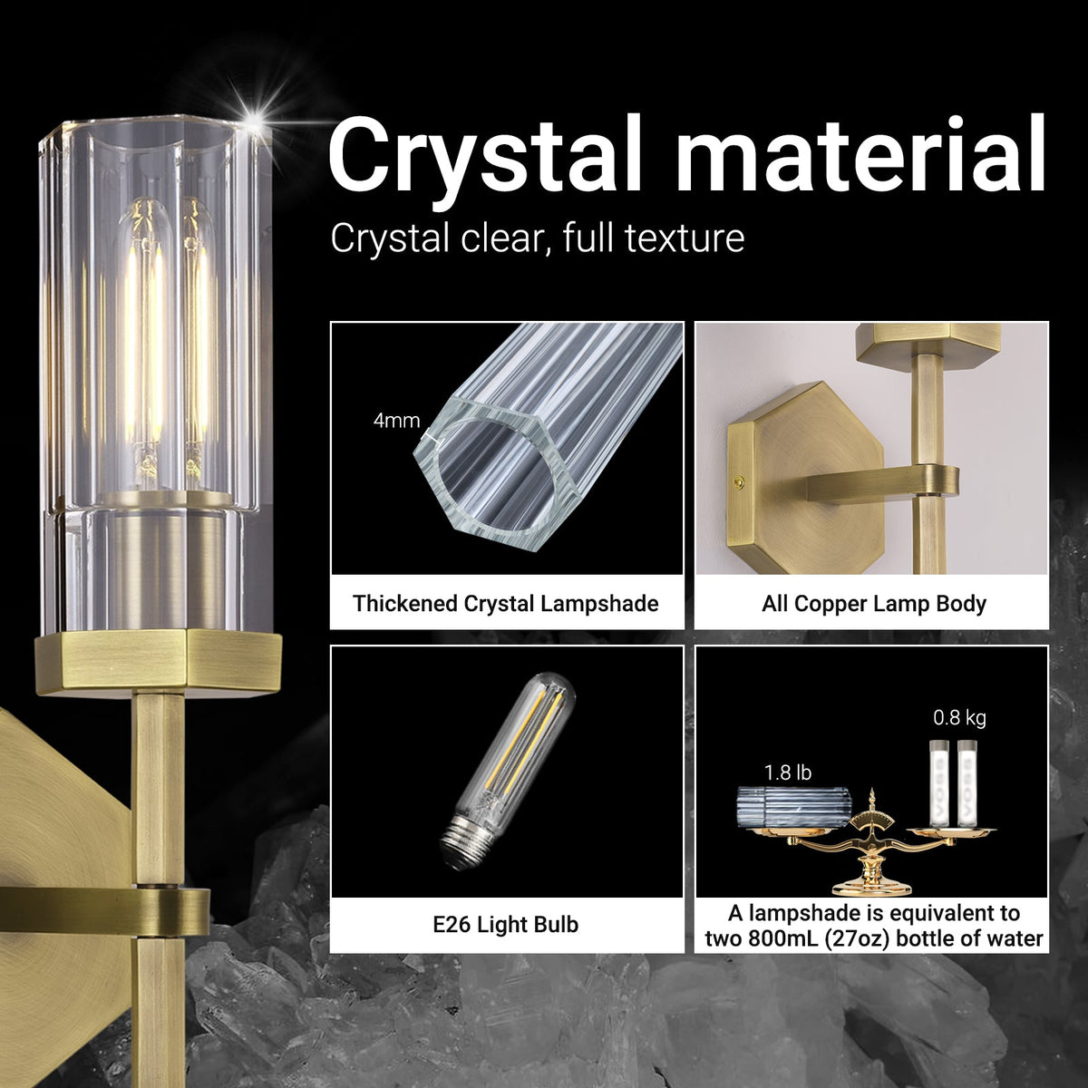 Lambert Polygonal Crystal Series Wall Sconce - product detail 19