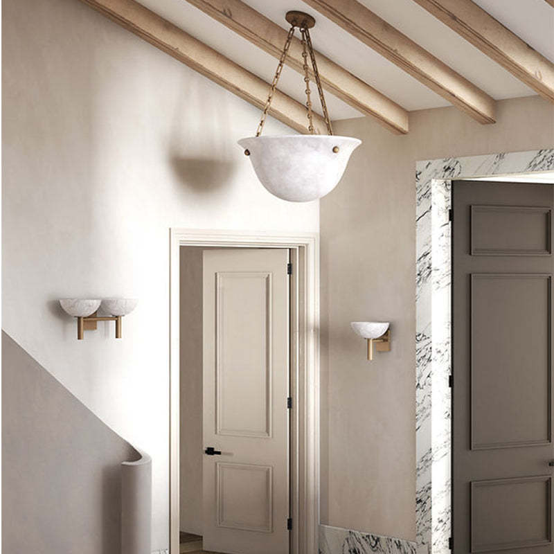 Melange 2 Lights Alabaster Wall Sconce,Indoor Hallway Wall Lamp - product detail 2