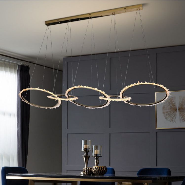 Modern Living Room Crystal 5 Ring Chandelier - product detail 2