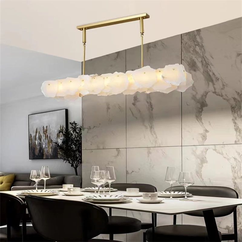 Alabaster Moira Marble Modern Snowflake Linear Chandelier - product detail 7