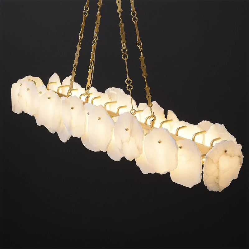 Alabaster Moira Marble Modern Snowflake Linear Chandelier with Chain - product detail 4