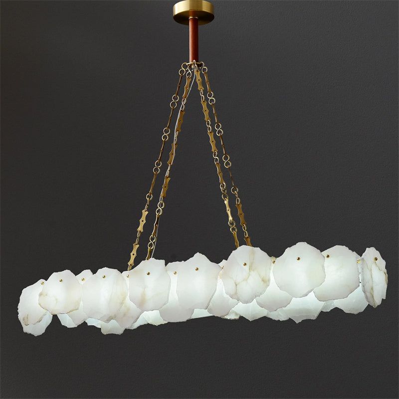 Alabaster Moira Marble Modern Snowflake Linear Chandelier with Chain - product detail 5