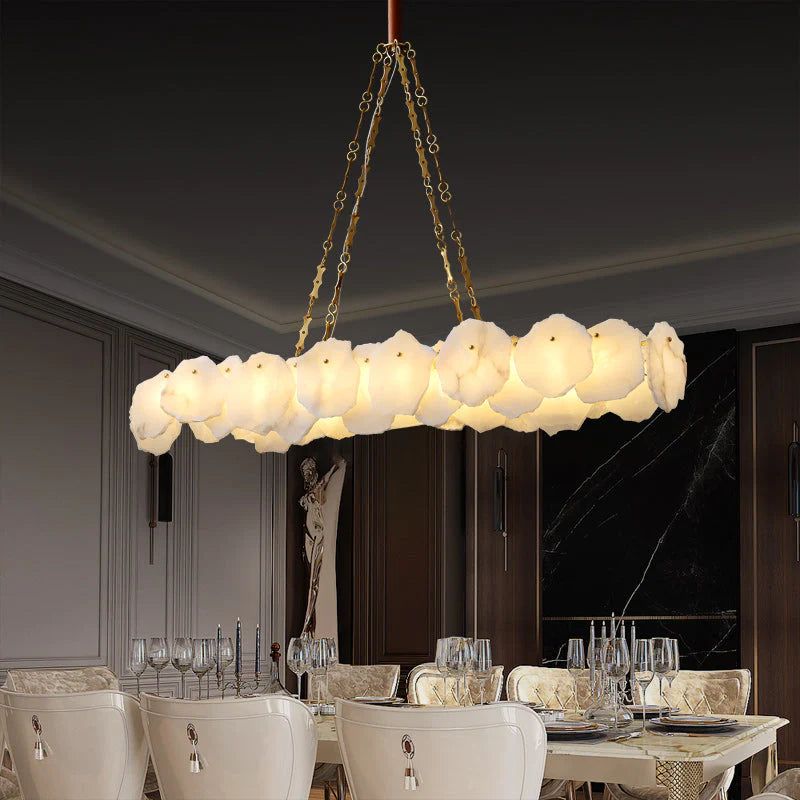 Alabaster Moira Marble Modern Snowflake Linear Chandelier with Chain - product detail 3
