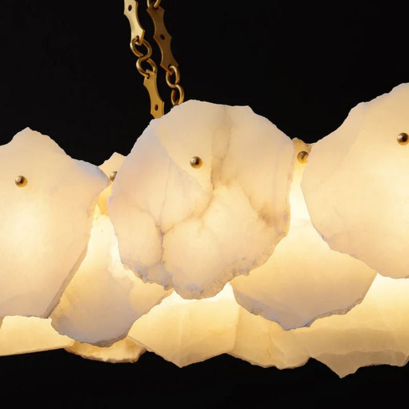 Alabaster Moira Marble Modern Snowflake Linear Chandelier with Chain - product detail 7