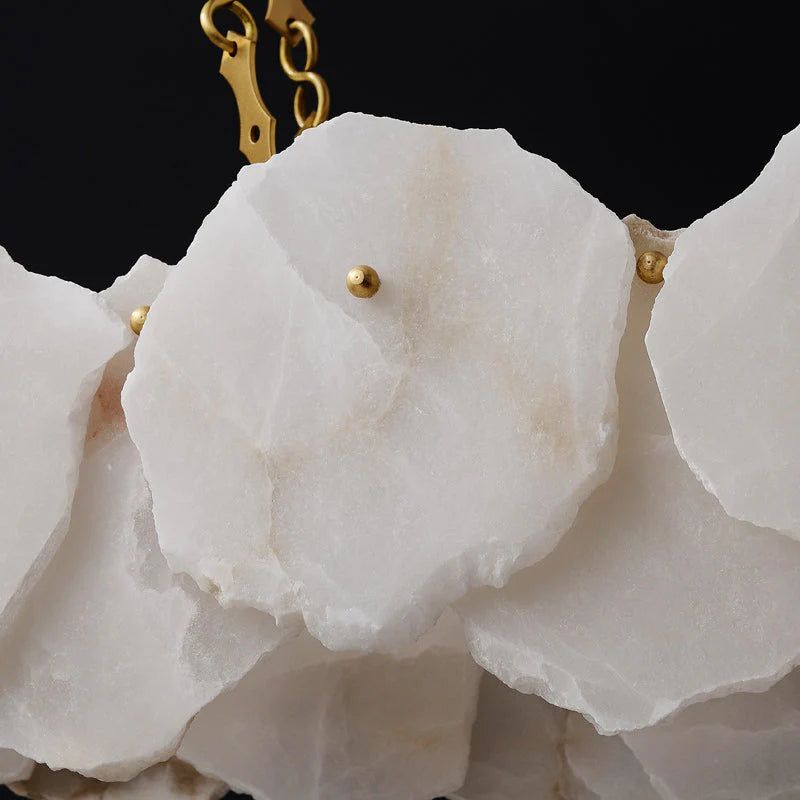 Alabaster Moira Marble Modern Snowflake Linear Chandelier with Chain - product detail 6