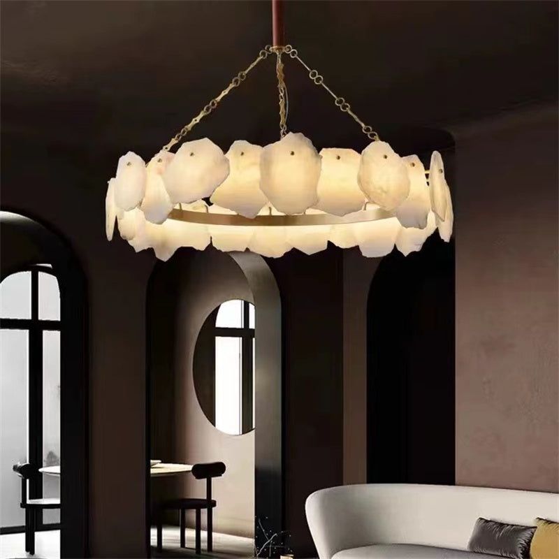 Alabaster Moira Marble Modern Snowflake Round Chandelier - product detail 10