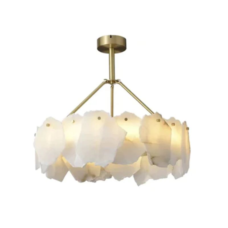 Alabaster Moira Marble Modern Snowflake Round Chandelier - product detail 2