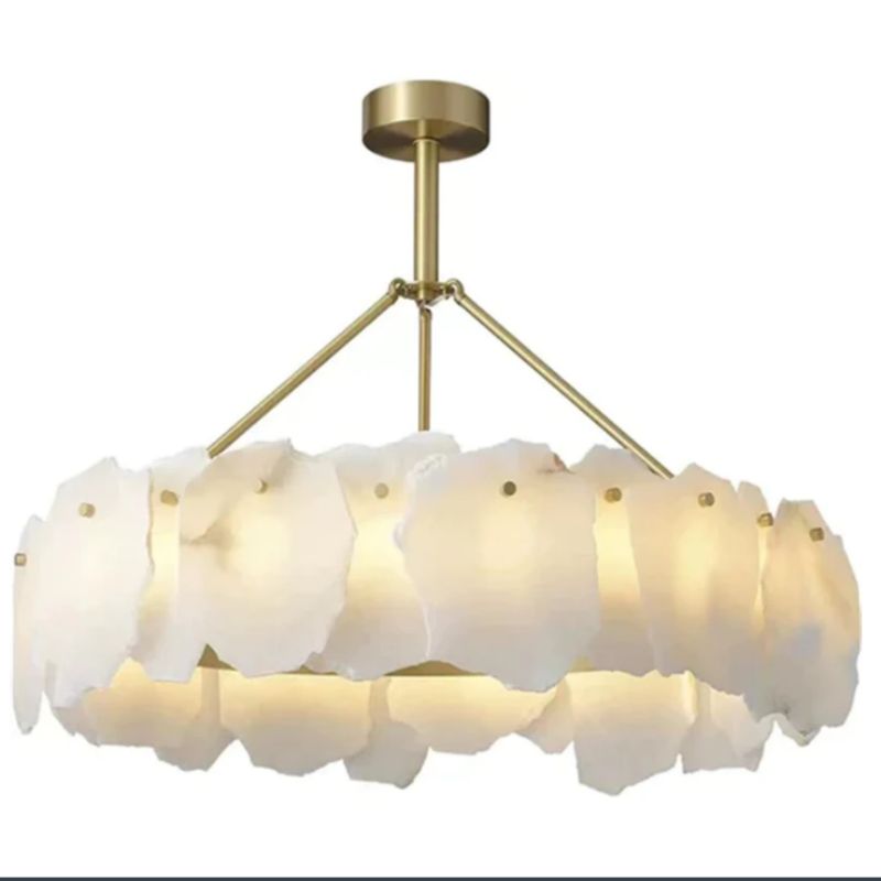 Alabaster Moira Marble Modern Snowflake Round Chandelier - product detail 9