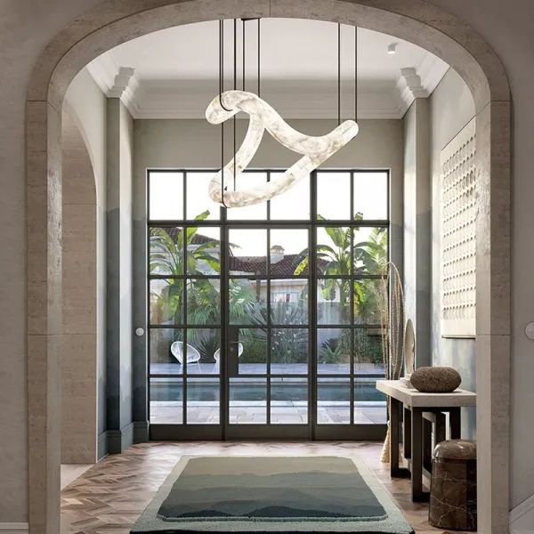 Oslo Infinity Symmetrical Entryway Alabaster Pendant Light