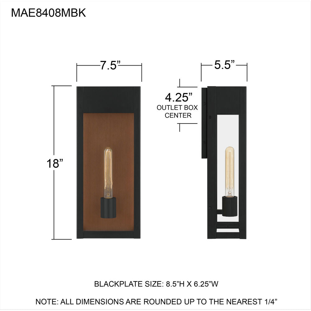 Large Matte Black Outdoor Wall Lantern - product detail 5