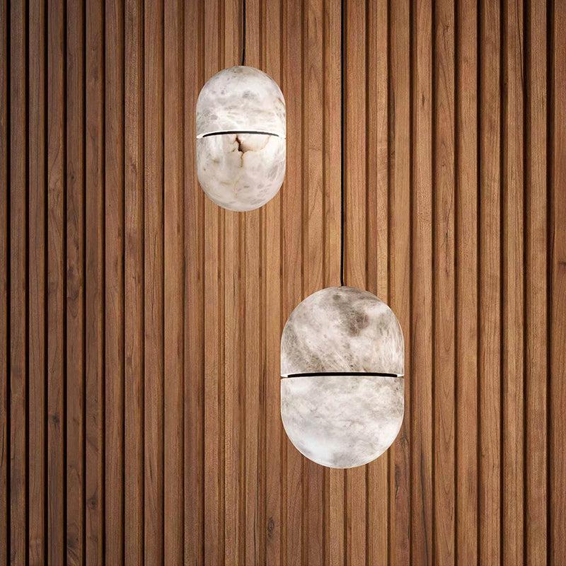 Modern Alabaster Oval Art Pendant Light - product detail 2