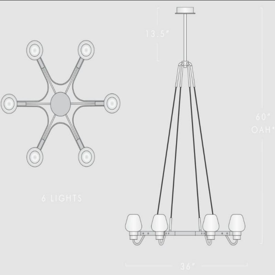 Aurora 6 Light Chandelier - product detail 6