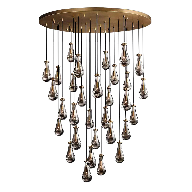 Modern Crystal Chandelier with Glass Pendant Lights for High Ceilings - 60" - LuminexHome