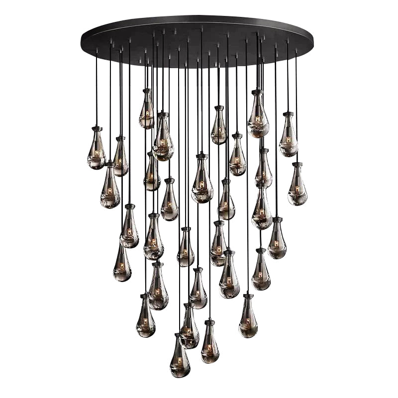 Modern Crystal Chandelier with Glass Pendant Lights for High Ceilings - 60" - LuminexHome