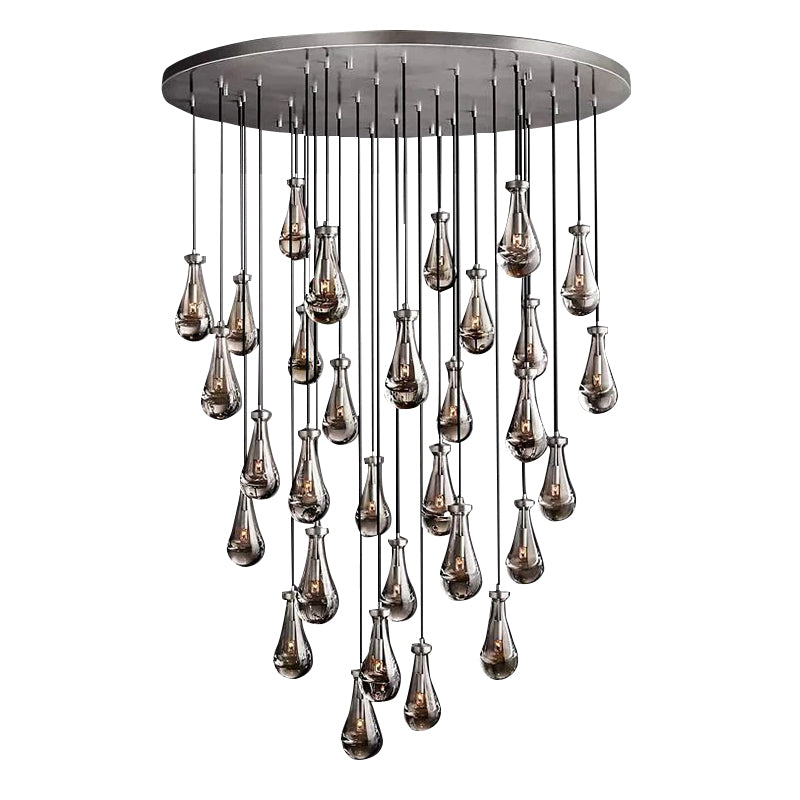 Modern Crystal Chandelier with Glass Pendant Lights for High Ceilings - 60" - LuminexHome