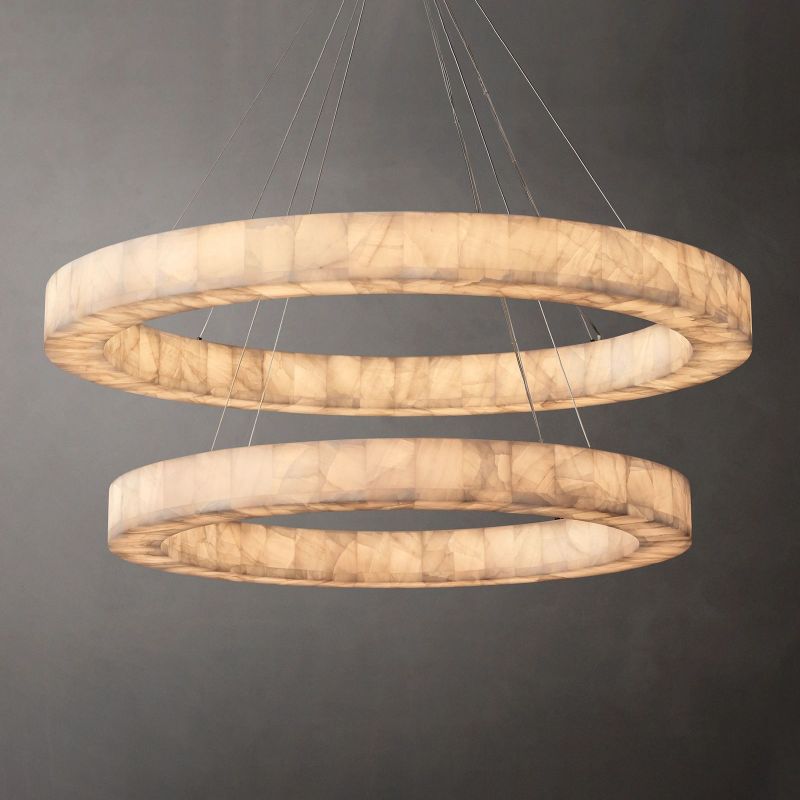 Phoebe 2-tier Round Calcite Chandelier 60"