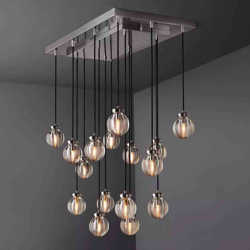 Pearl Spherical Modern Rectangular Chandelier 36”