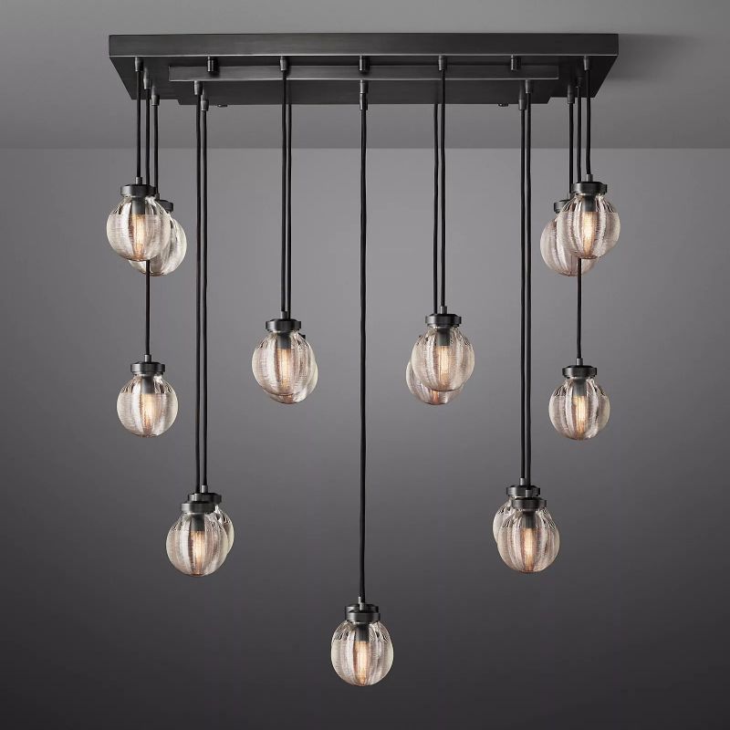 Pearl Spherical Modern Rectangular Chandelier 36”