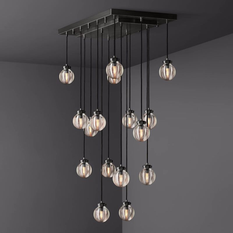 Pearl Spherical Modern Rectangular Chandelier 36”