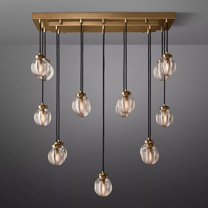 Pearl Spherical Modern Rectangular Chandelier 36”
