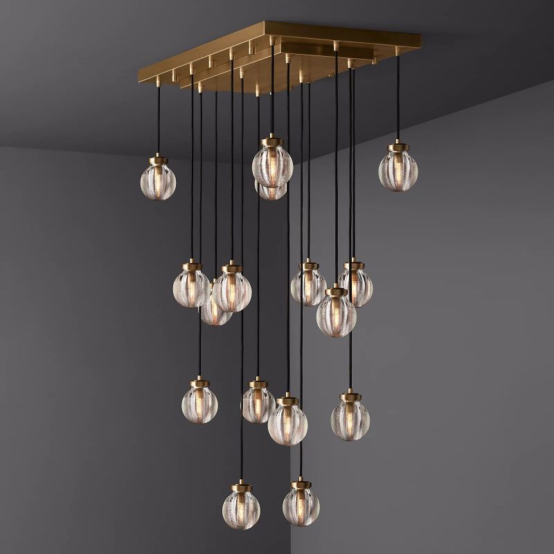 Pearl Spherical Modern Rectangular Chandelier 36”