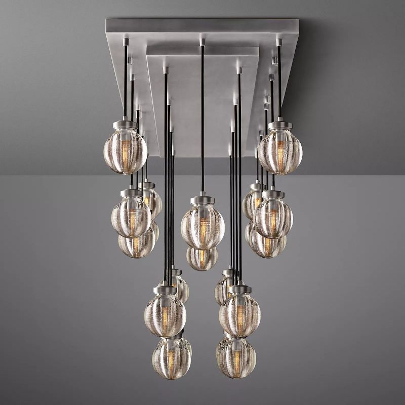 PearlSpherical Modern Rectangular Chandelier 54”