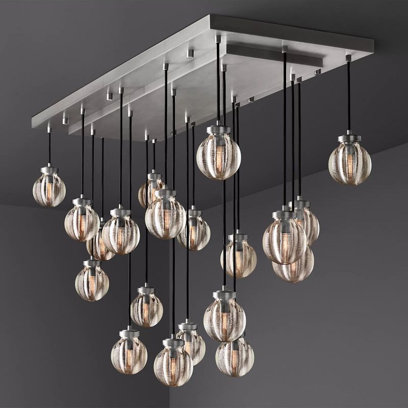 PearlSpherical Modern Rectangular Chandelier 54”