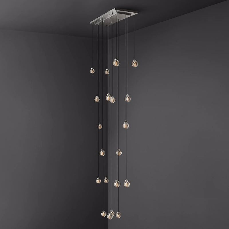 PearlSpherical Modern Rectangular Chandelier 54”