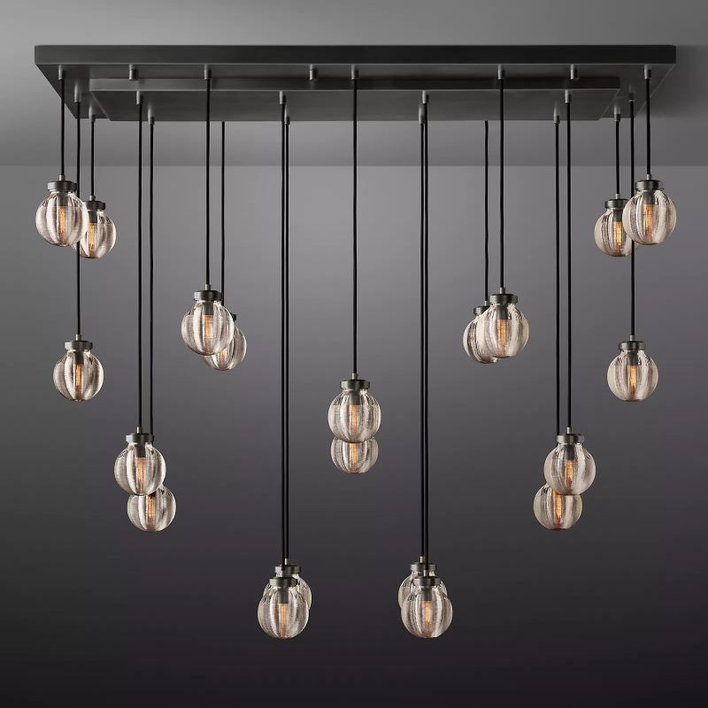 PearlSpherical Modern Rectangular Chandelier 54”