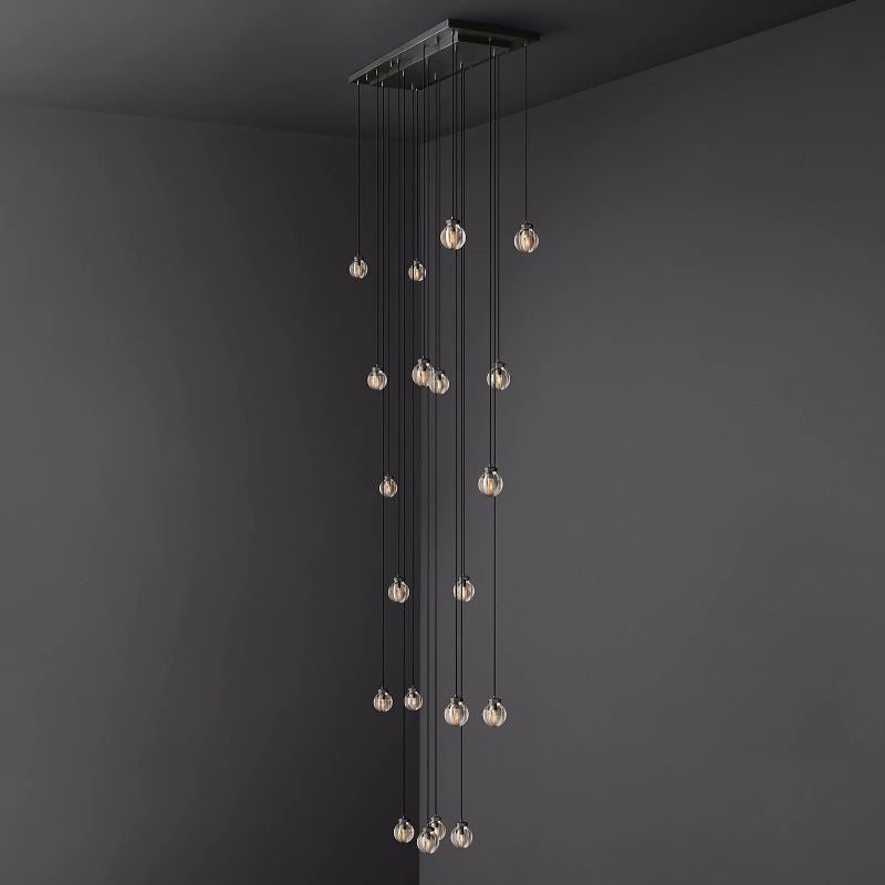 PearlSpherical Modern Rectangular Chandelier 54”