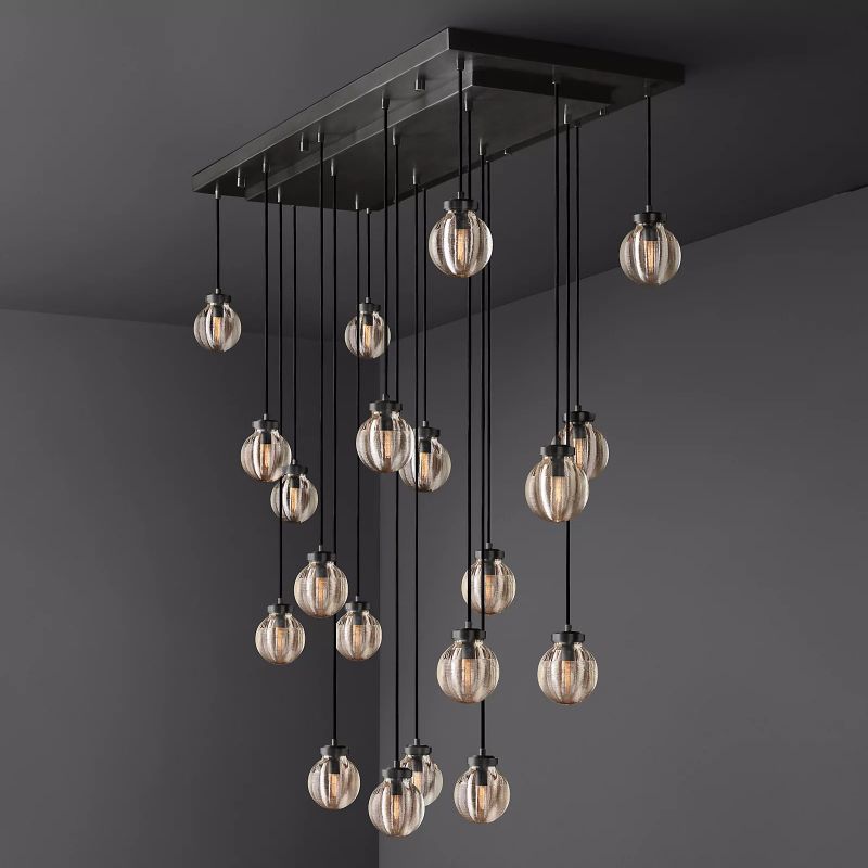 PearlSpherical Modern Rectangular Chandelier 54”