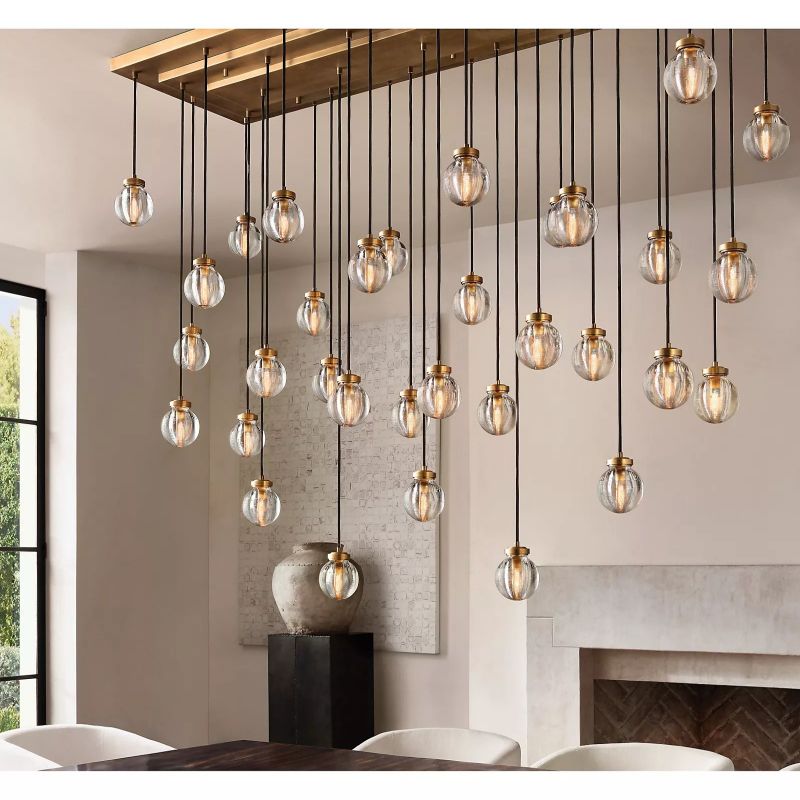 PearlSpherical Modern Rectangular Chandelier 54”