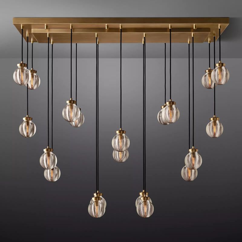 PearlSpherical Modern Rectangular Chandelier 54”