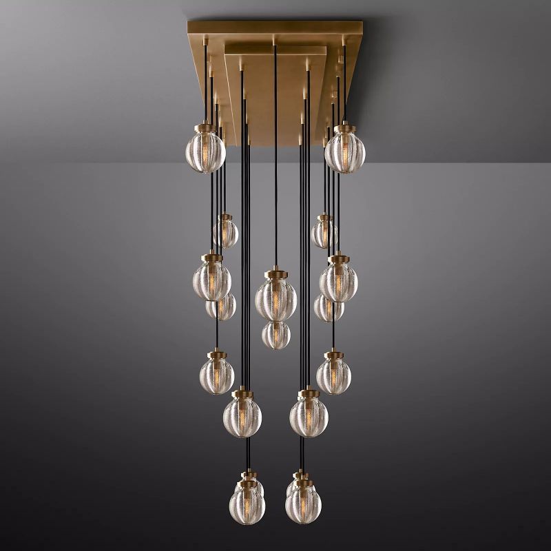 PearlSpherical Modern Rectangular Chandelier 54”
