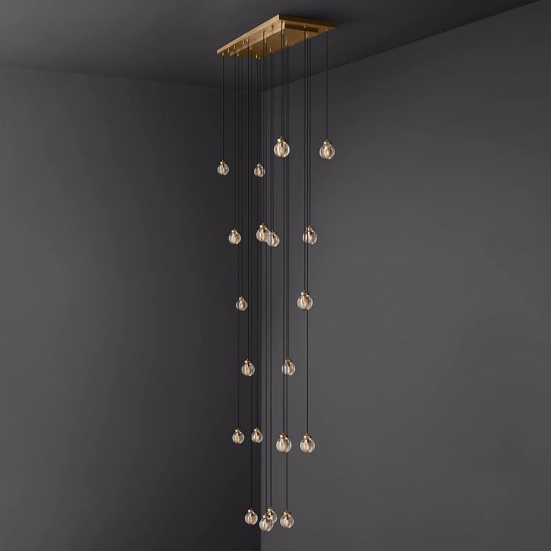 PearlSpherical Modern Rectangular Chandelier 54”