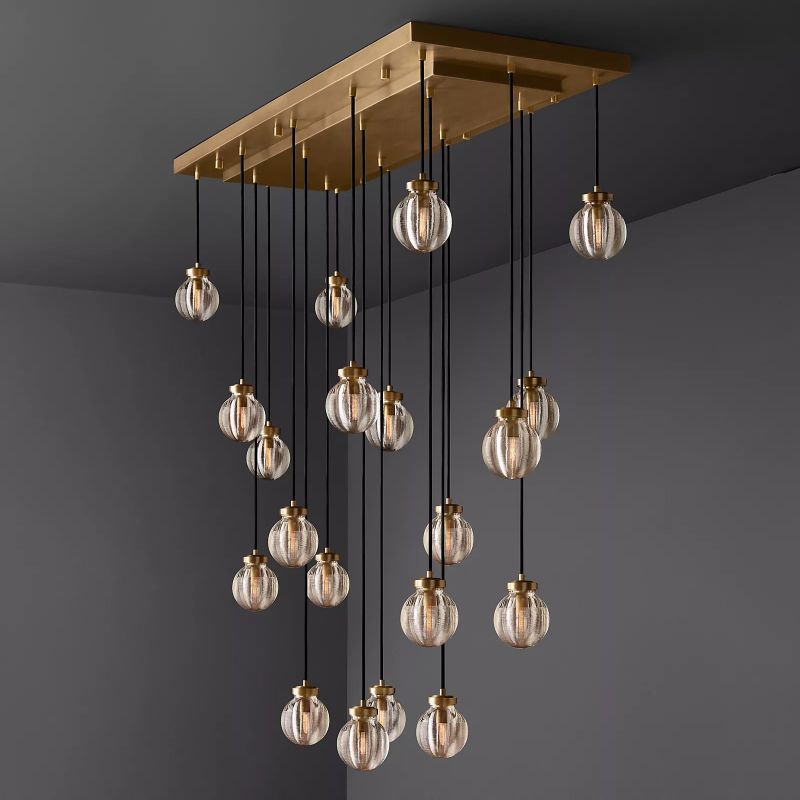 PearlSpherical Modern Rectangular Chandelier 54”
