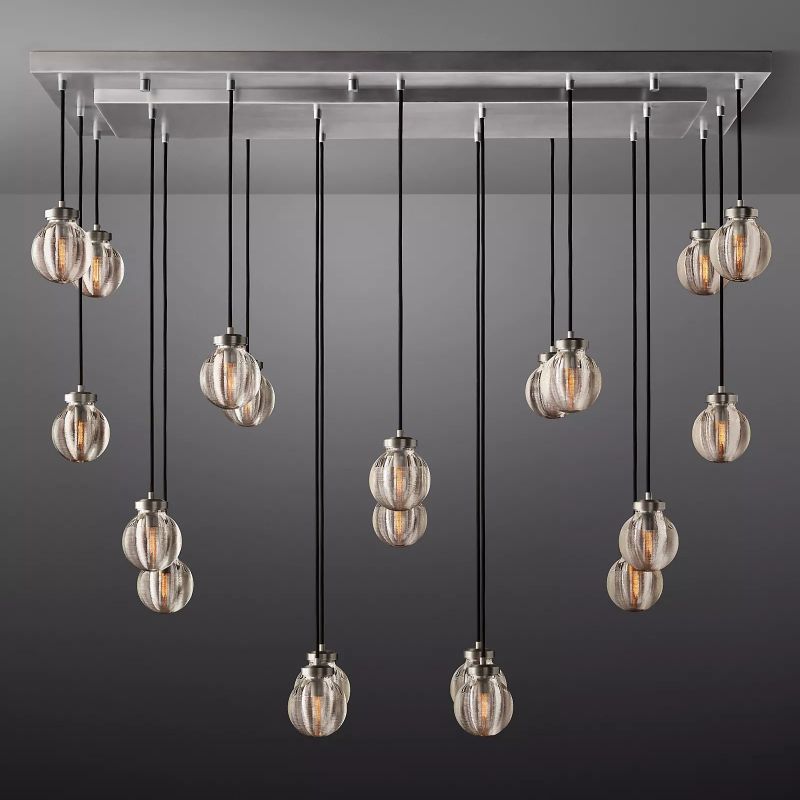 PearlSpherical Modern Rectangular Chandelier 54”